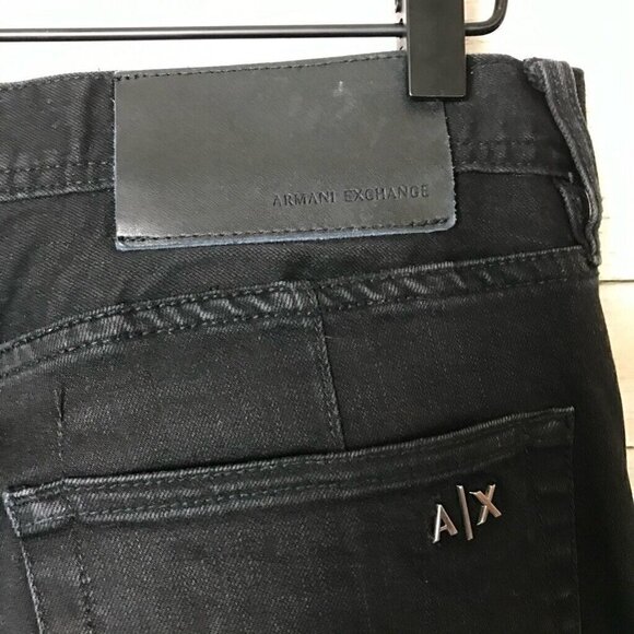 Armani Exchange Mens Classic Straight Jeans Black Pockets Dark Wash Denim 32 - Picture 5 of 7